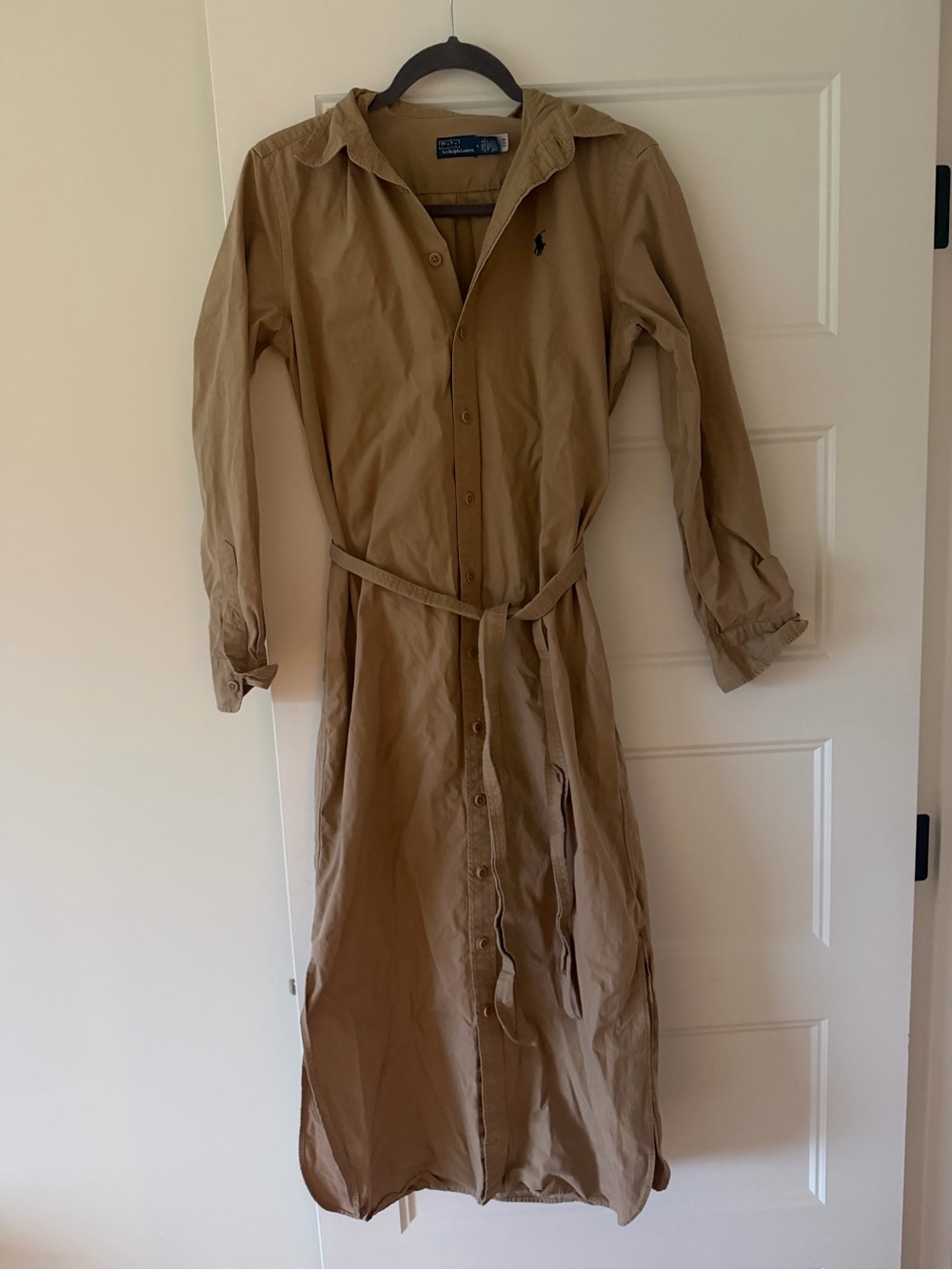 Polo by Ralph Lauren Women's Tan Button-Front Shirt Dress size 4 100% cotton